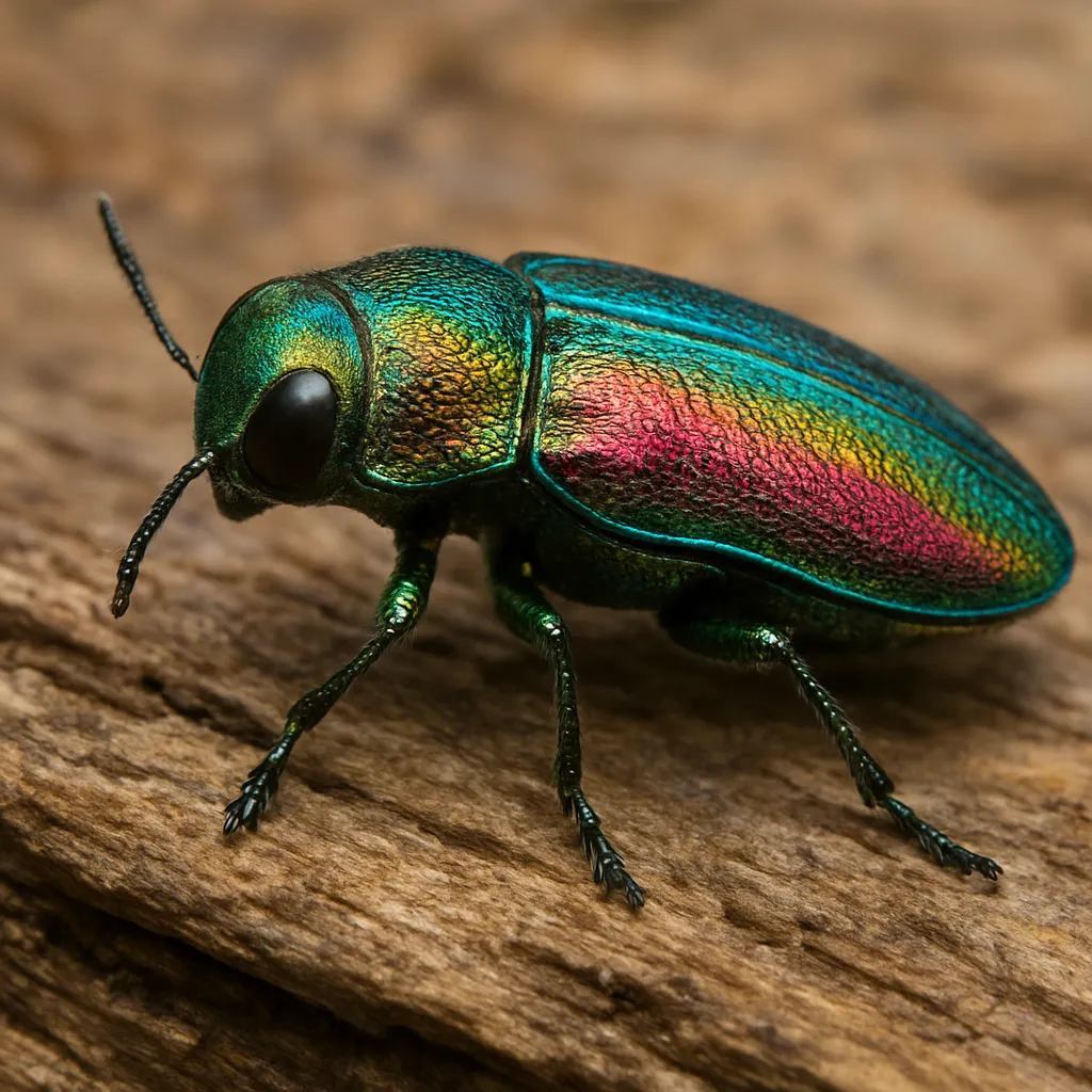 Zbrojec tęczowy – Chrysobothris affinis – bogatkowate
