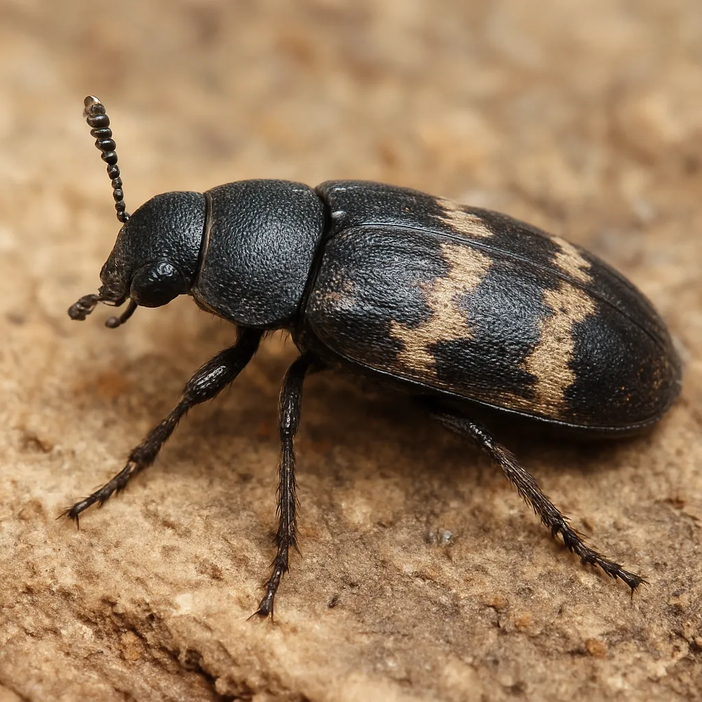 Strzygonia domowa – Dermestes lardarius – skórniki